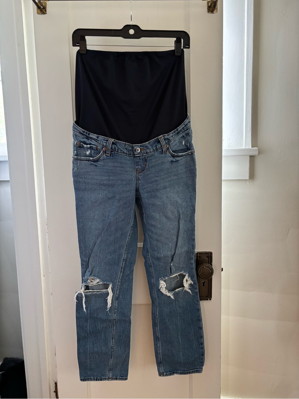 Abercrombie & Fitch Distressed Ankle Straight Maternity Jeans